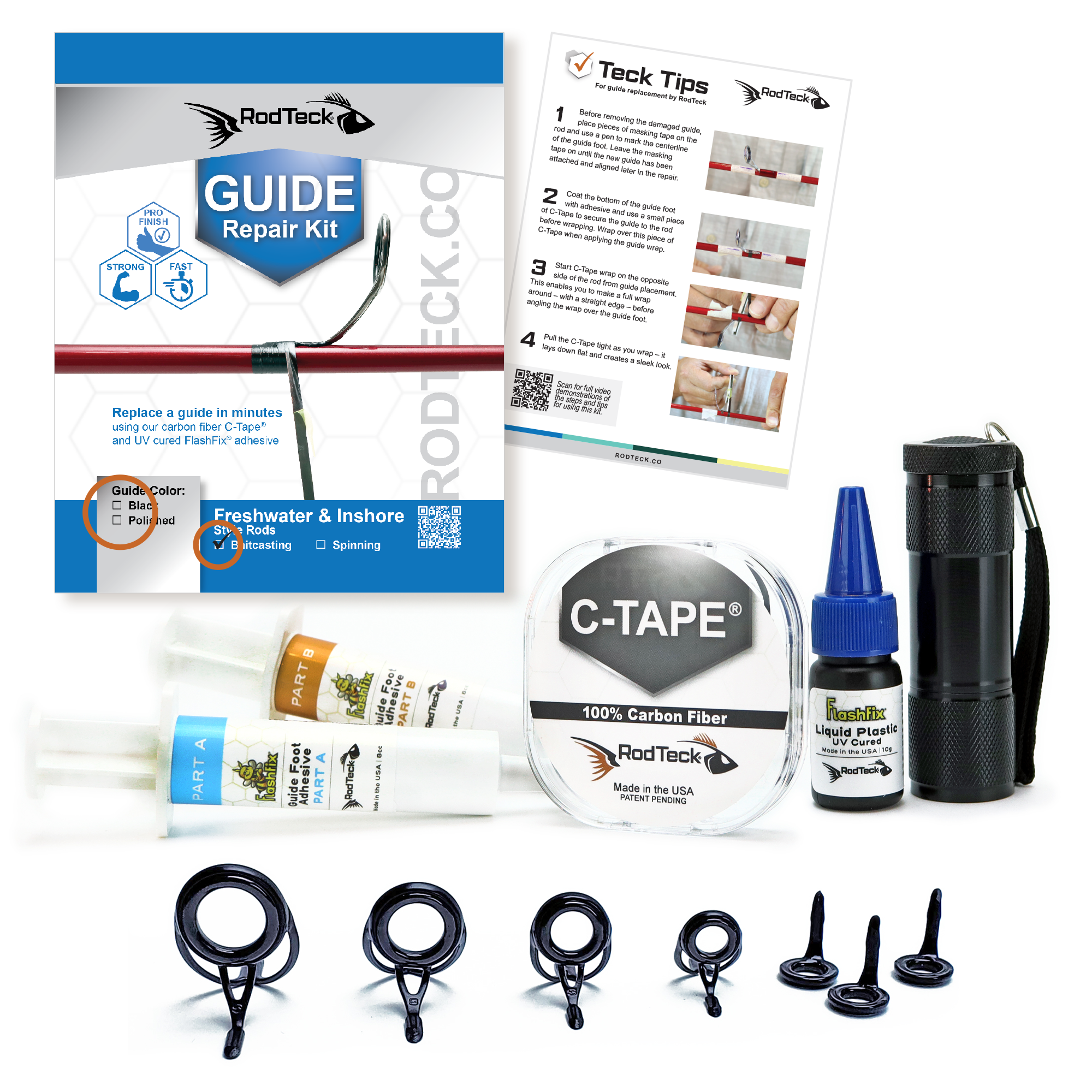 RodTeck Guide Repair Kit, Freshwater & Inshore Baitcasting