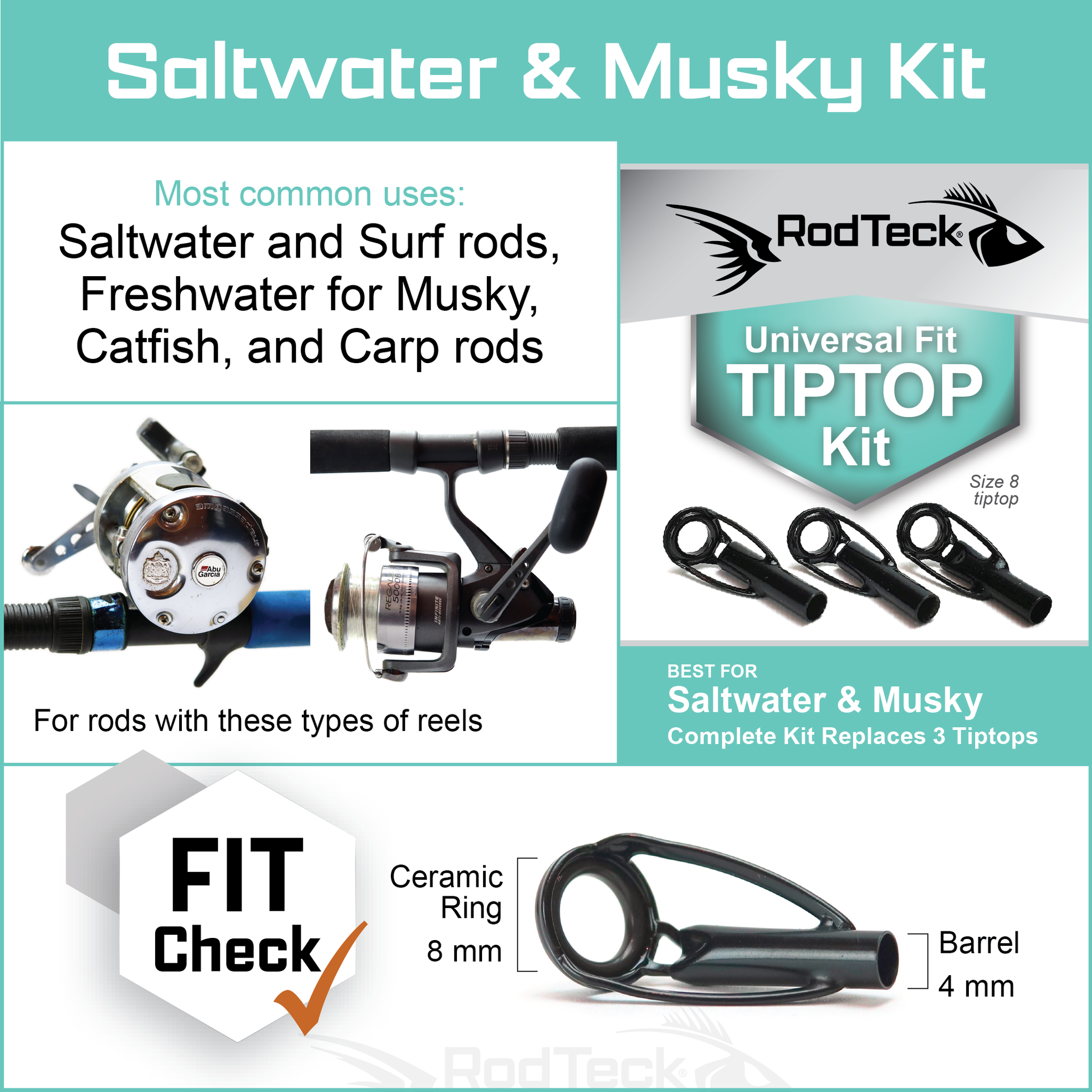 THKFISH Rod Tip Repair Kit 50pcs Rod Tips Fishing Rod Tips Replacement Kit  Pole Tip Repair Kit with Box 10 Sizes